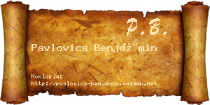 Pavlovics Benjámin névjegykártya