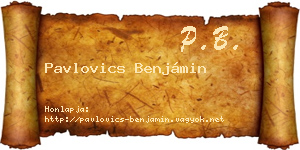 Pavlovics Benjámin névjegykártya